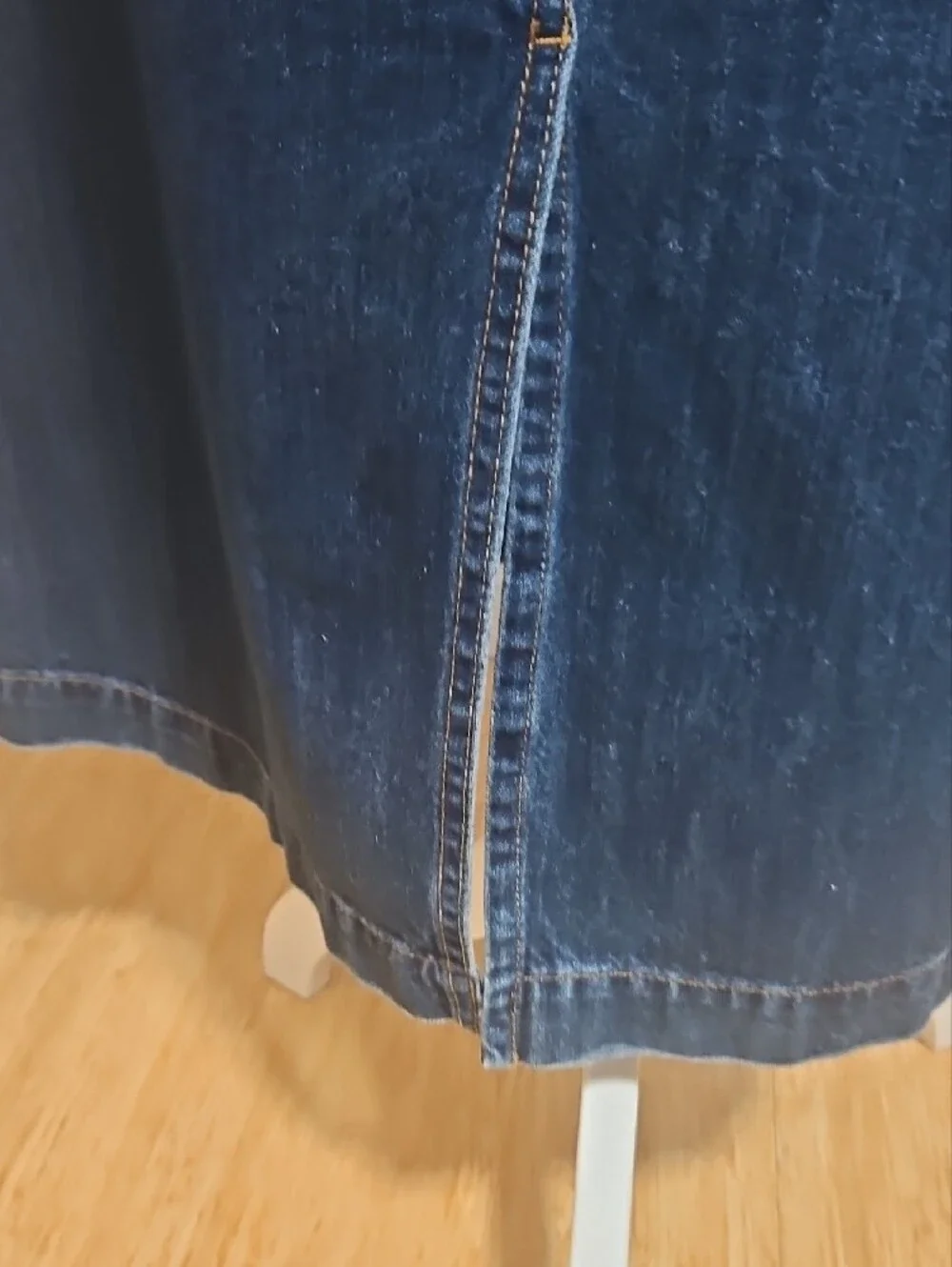 Gaelle Paris Denim Button-Front Maxi Skirt - Dark Blue